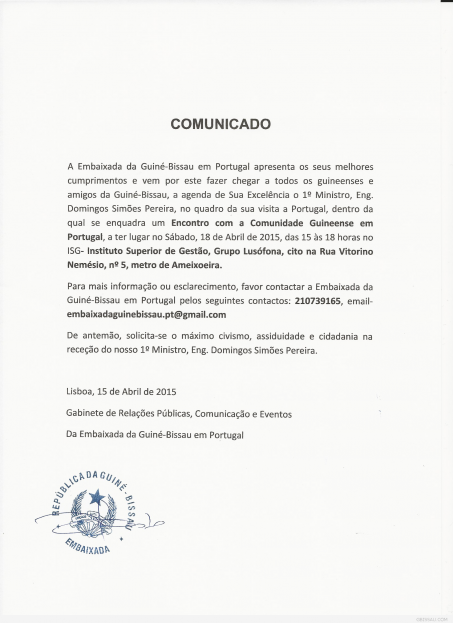 comunicado guiné